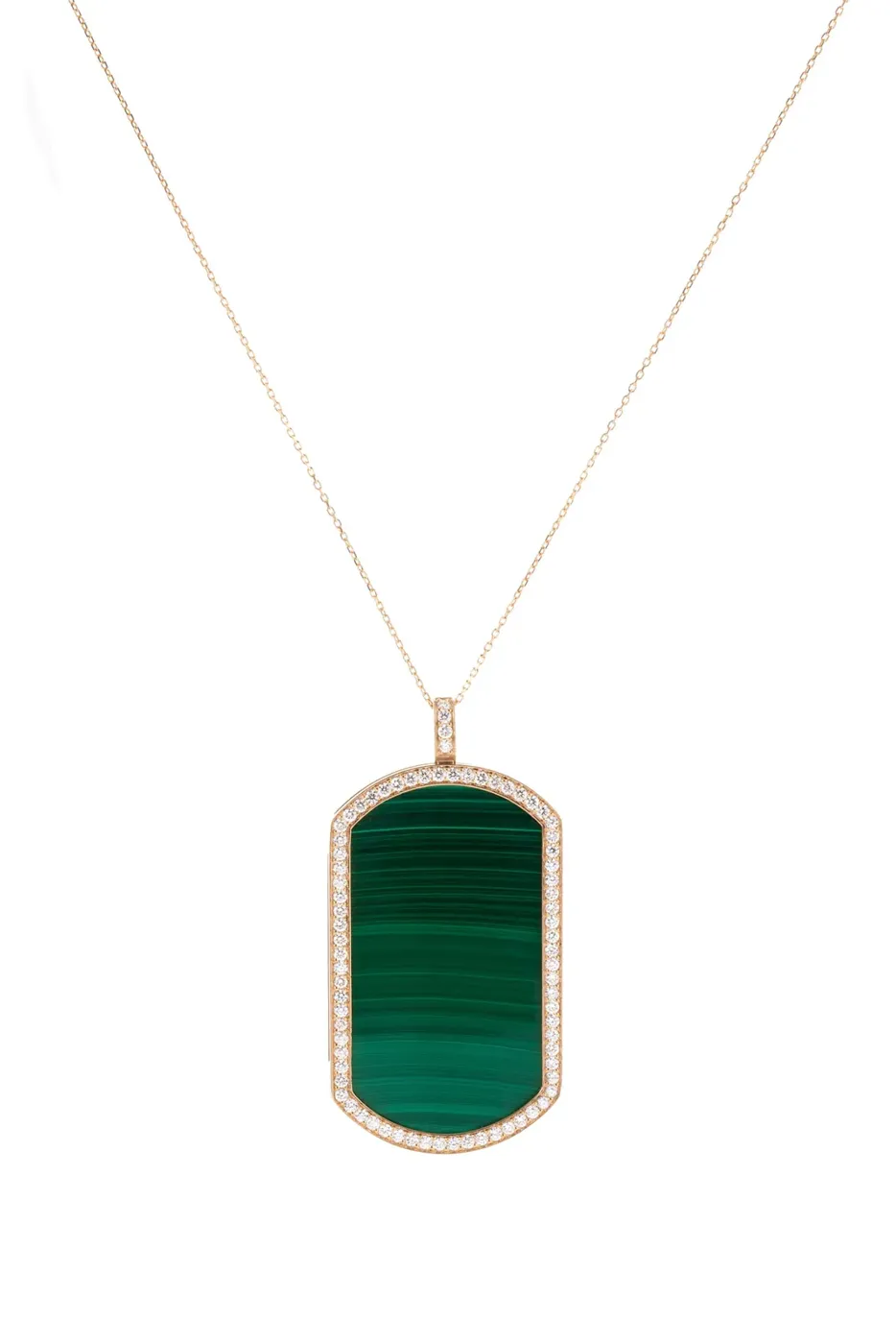 Collier pendentif en malachite et or